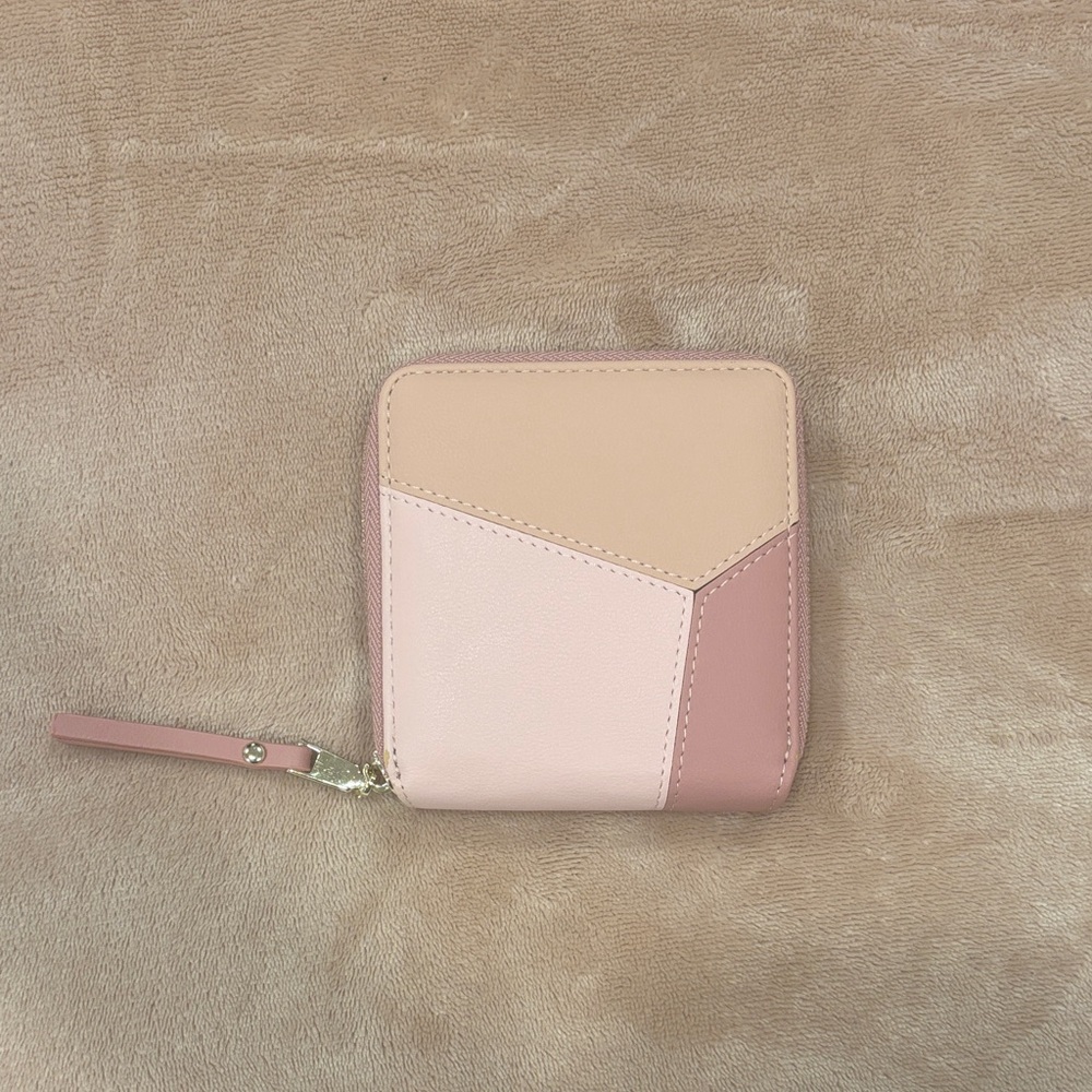 Nicole Bonnie | Chic Pink and Tan Women's Zip Wallet